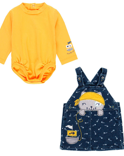Blue Kitten Pinafore Outfit