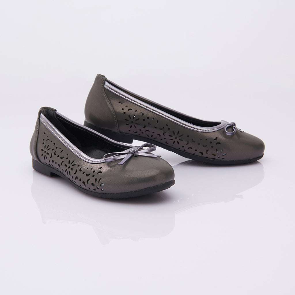 Dark Gray Floral Perforated Flats