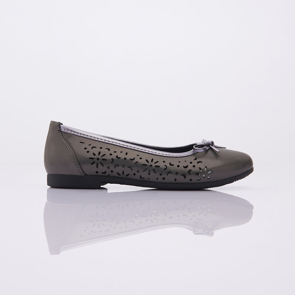 Dark Gray Floral Perforated Flats