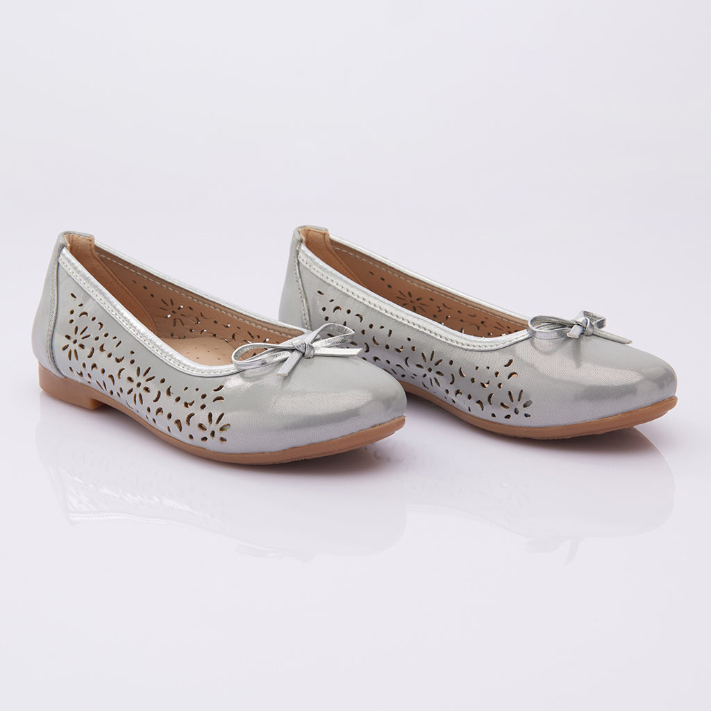 Silver Floral Perforated Flats