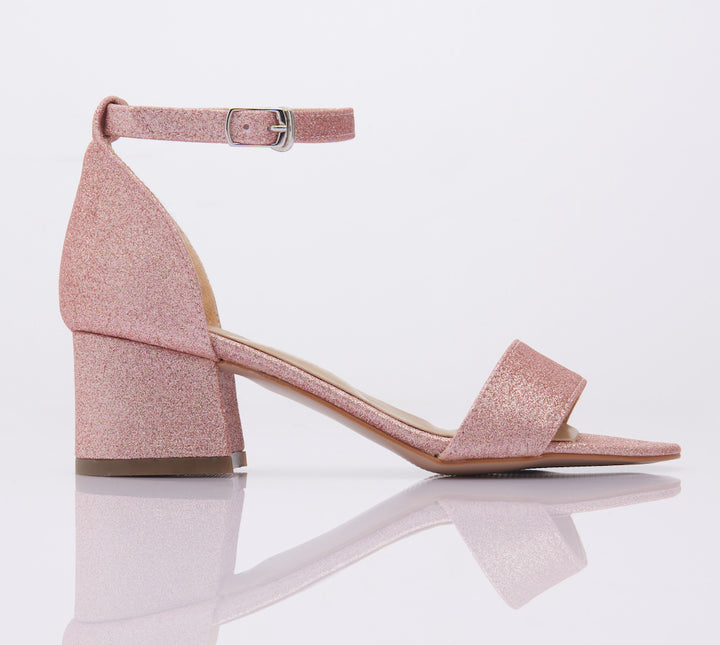 Glitter Pink Sandal-Strap Heels