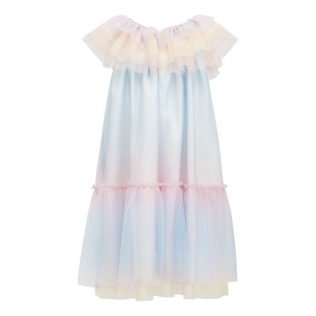 white dress with rainbow pleats Rainbow pleated dress white