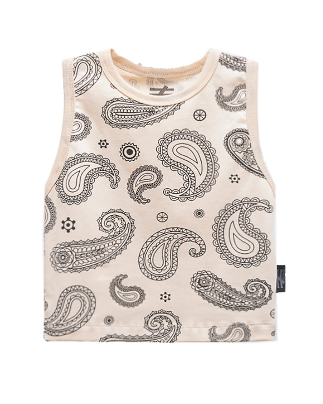 Khaki Paisley Print Overalls