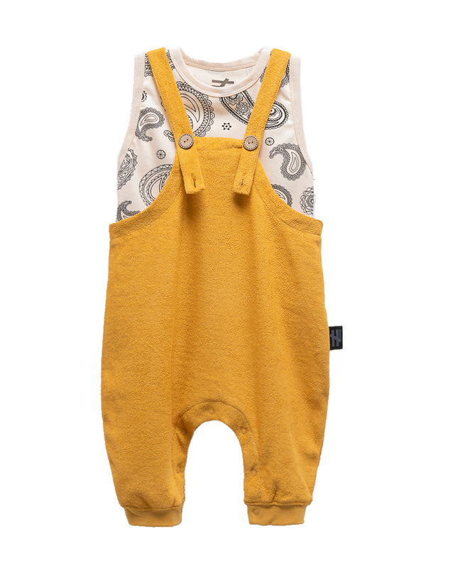 Mustard Paisley Print Overalls