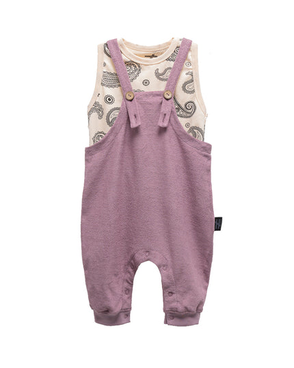 Purple Paisley Print Overalls