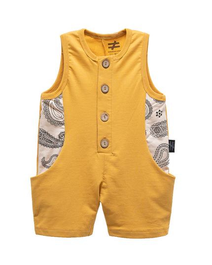 Mustard Paisley Trim Romper