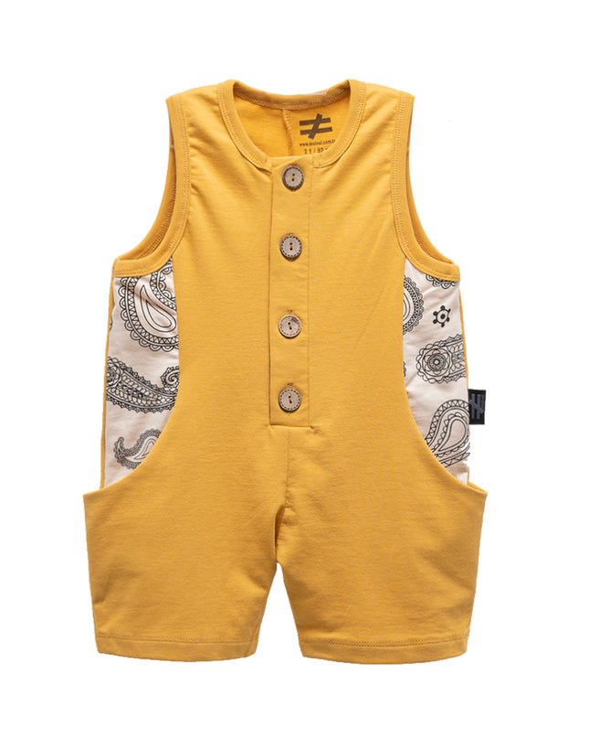 Mustard Paisley Trim Romper