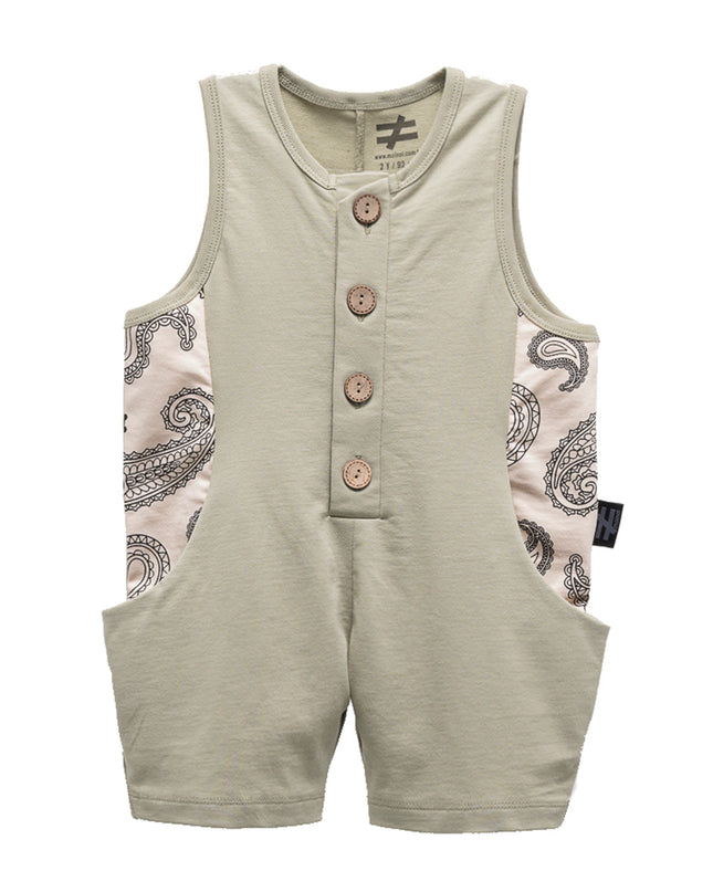 Khaki Paisley Trim Romper