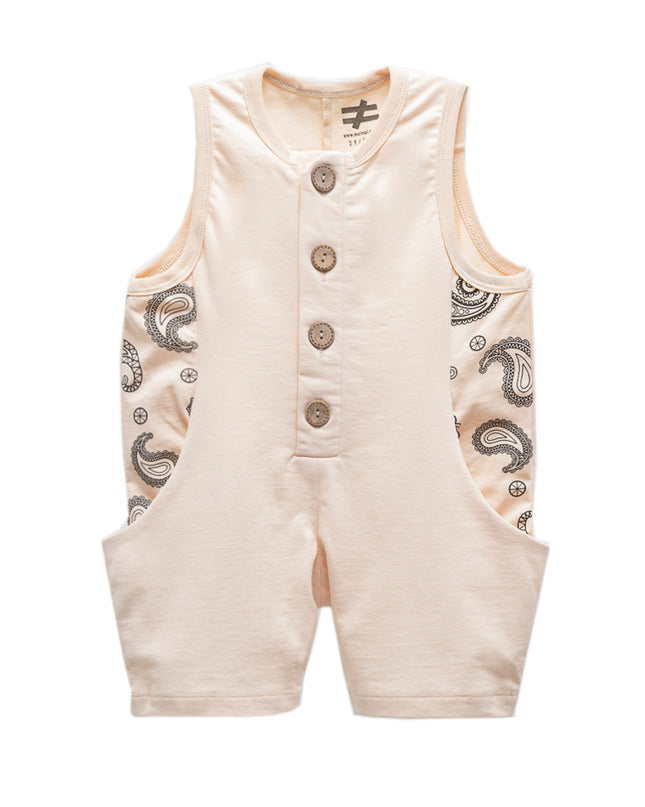 Beige Paisley Trim Romper