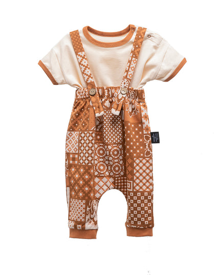 Cinnamon Mosaic Overalls Outfit