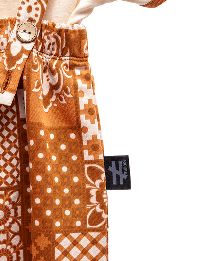 Cinnamon Mosaic Overalls Outfit