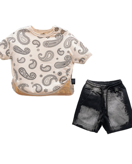 Beige Paisley Denim Outfit