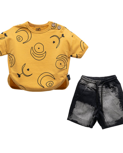 Mustard Crescent Denim Outfit