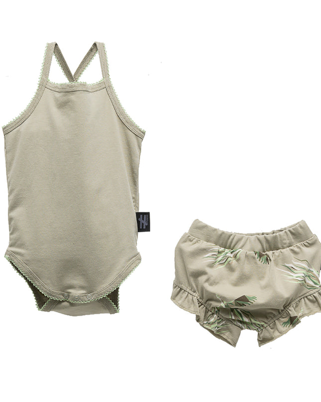 Khaki Frill Bodysuit Outfit