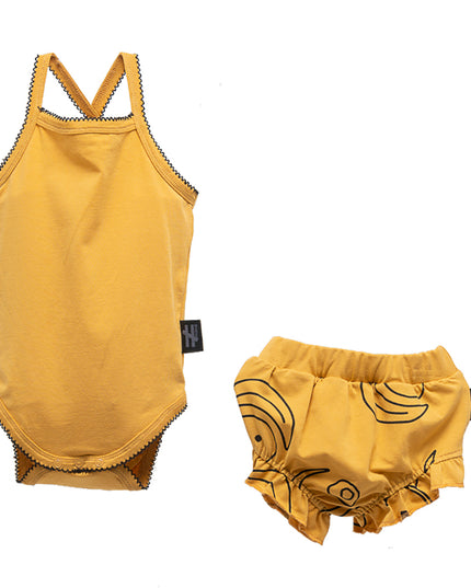 Mustard Frill Bodysuit Outfit