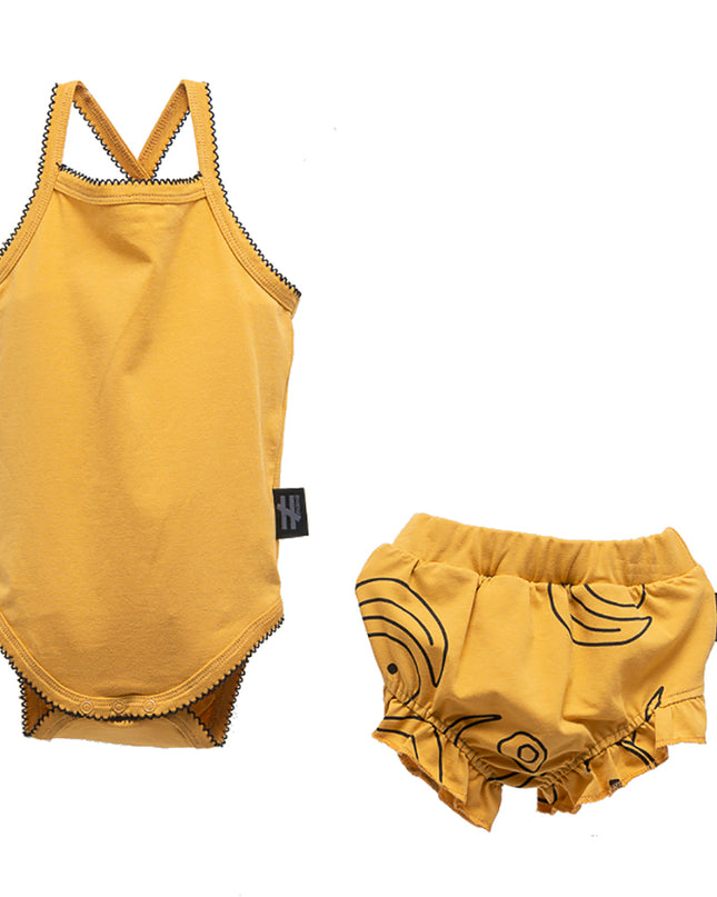 Mustard Frill Bodysuit Outfit