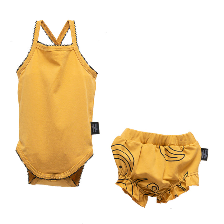 Mustard Frill Bodysuit Outfit