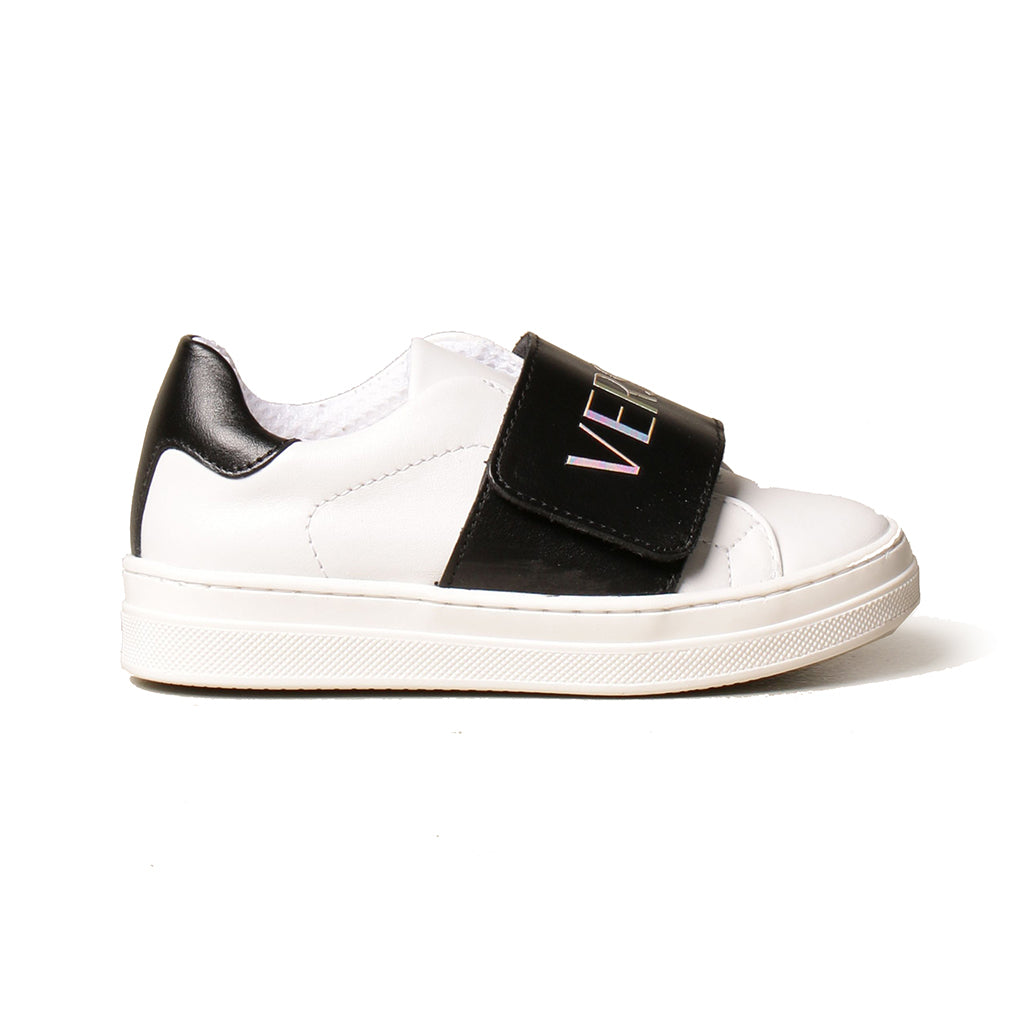 versace-yhx00028-1a00295-2w020-White Logo Strap Sneakers