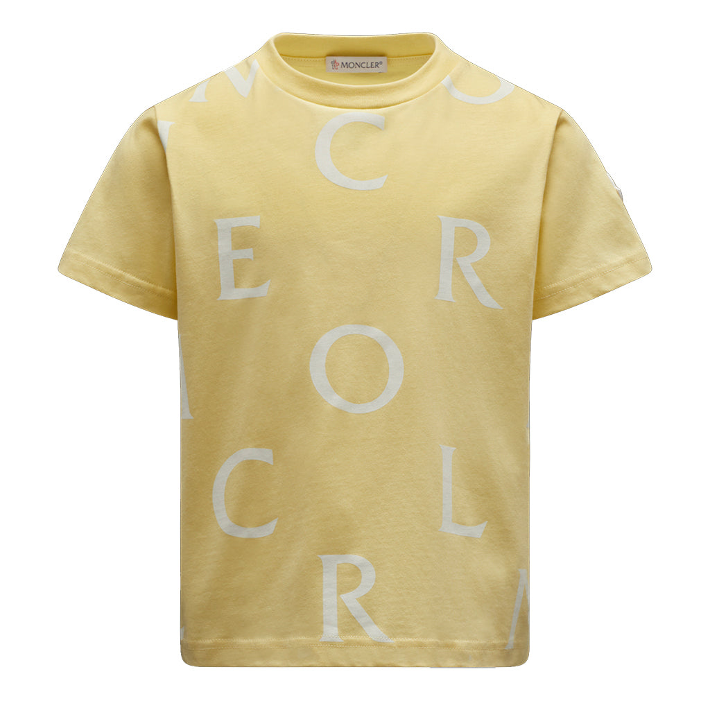 moncler-Boys Yellow All Over Print T-Shirt-h1-954-8c000-12-83907-110