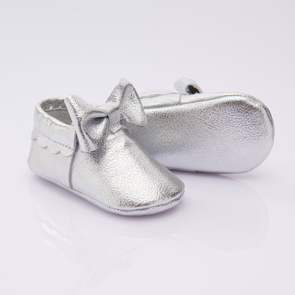 Silver Bow Booties