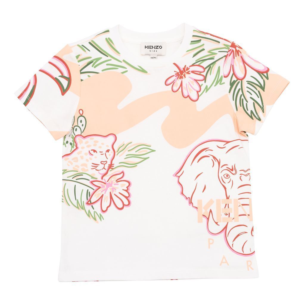 kenzo-White & Pink Logo T-shirt-k15488-152