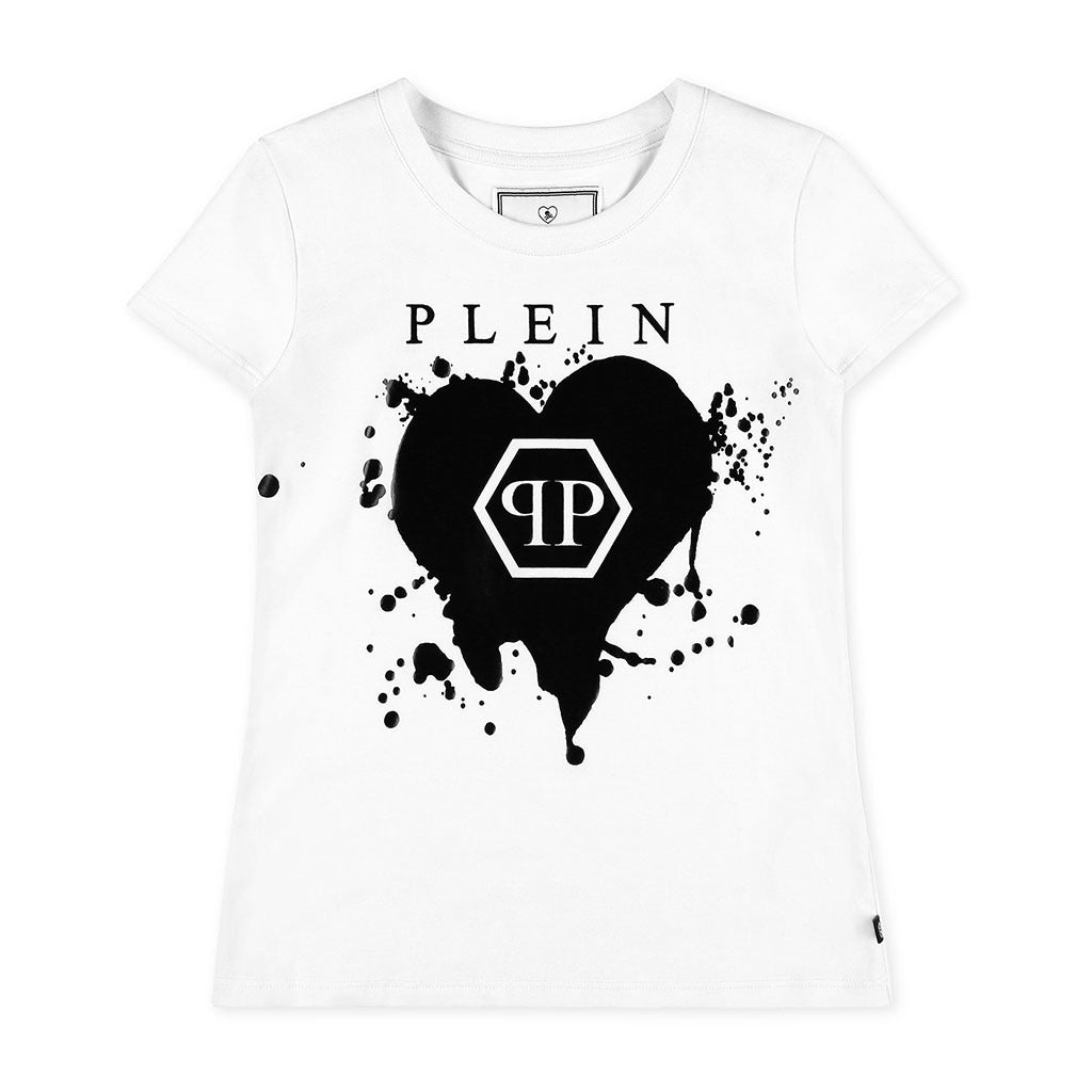 philipp-plein-White & Black Logo T-shirt-2gm001-lba29-10101