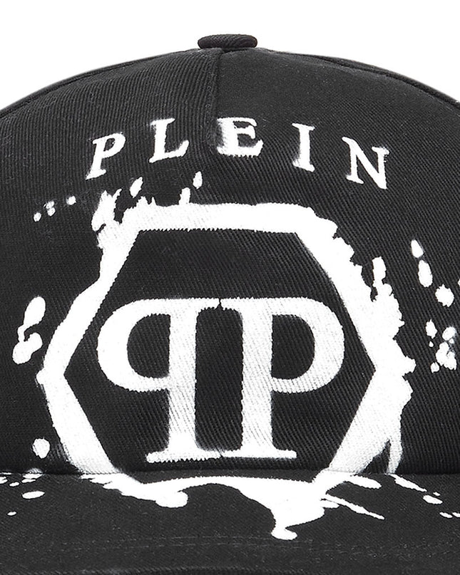 philipp-plein-Black Hexagon Logo Hatt-2ux001-loa04-60100