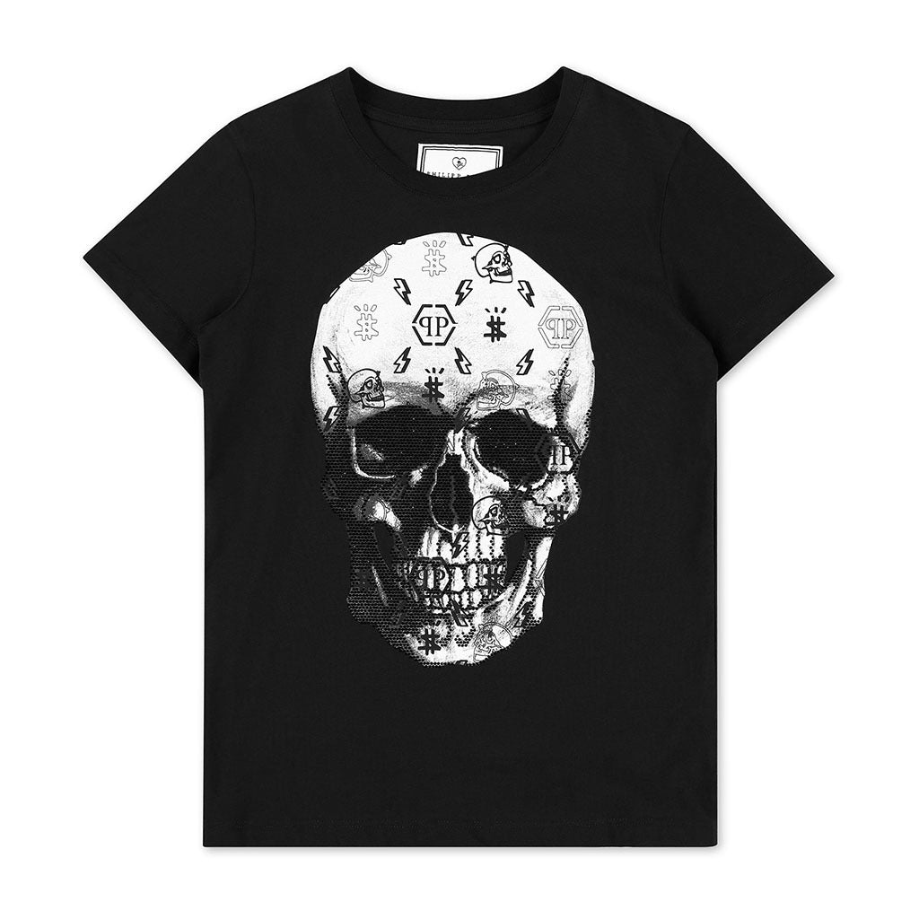 philipp-plein-Black Skull T-Shirt-2nm004-laa26-60100