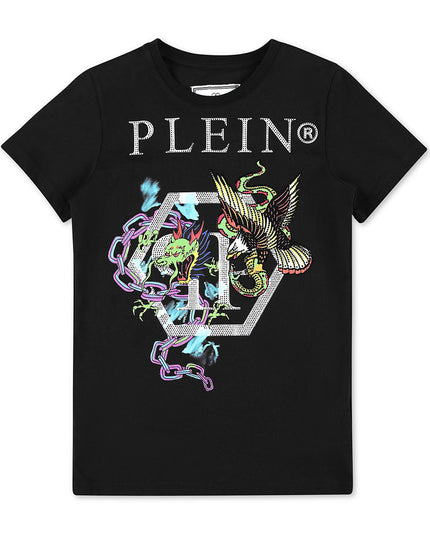 philipp-plein-Black Tattoo Patches T-Shirt-2xm001-laa24-60100
