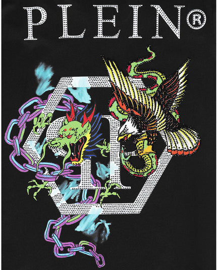 philipp-plein-Black Tattoo Patches T-Shirt-2xm001-laa24-60100