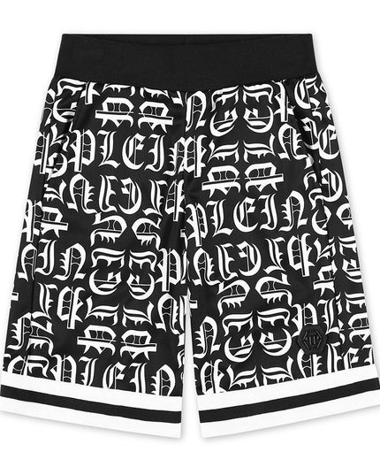 philipp-plein-Black & White Text Shorts-2uq007-ldb93-83364