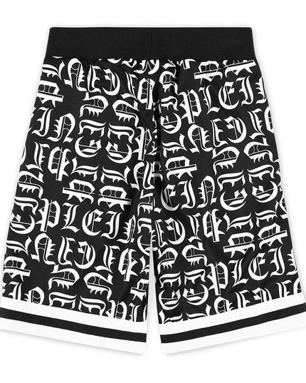 philipp-plein-Black & White Text Shorts-2uq007-ldb93-83364
