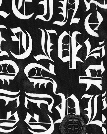 philipp-plein-Black & White Text Shorts-2uq007-ldb93-83364