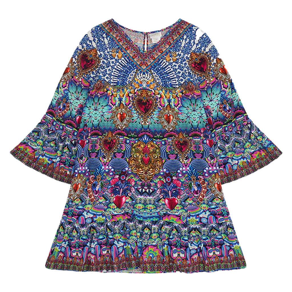 camilla-Multicolor A-Line Gathered Dress-00016468