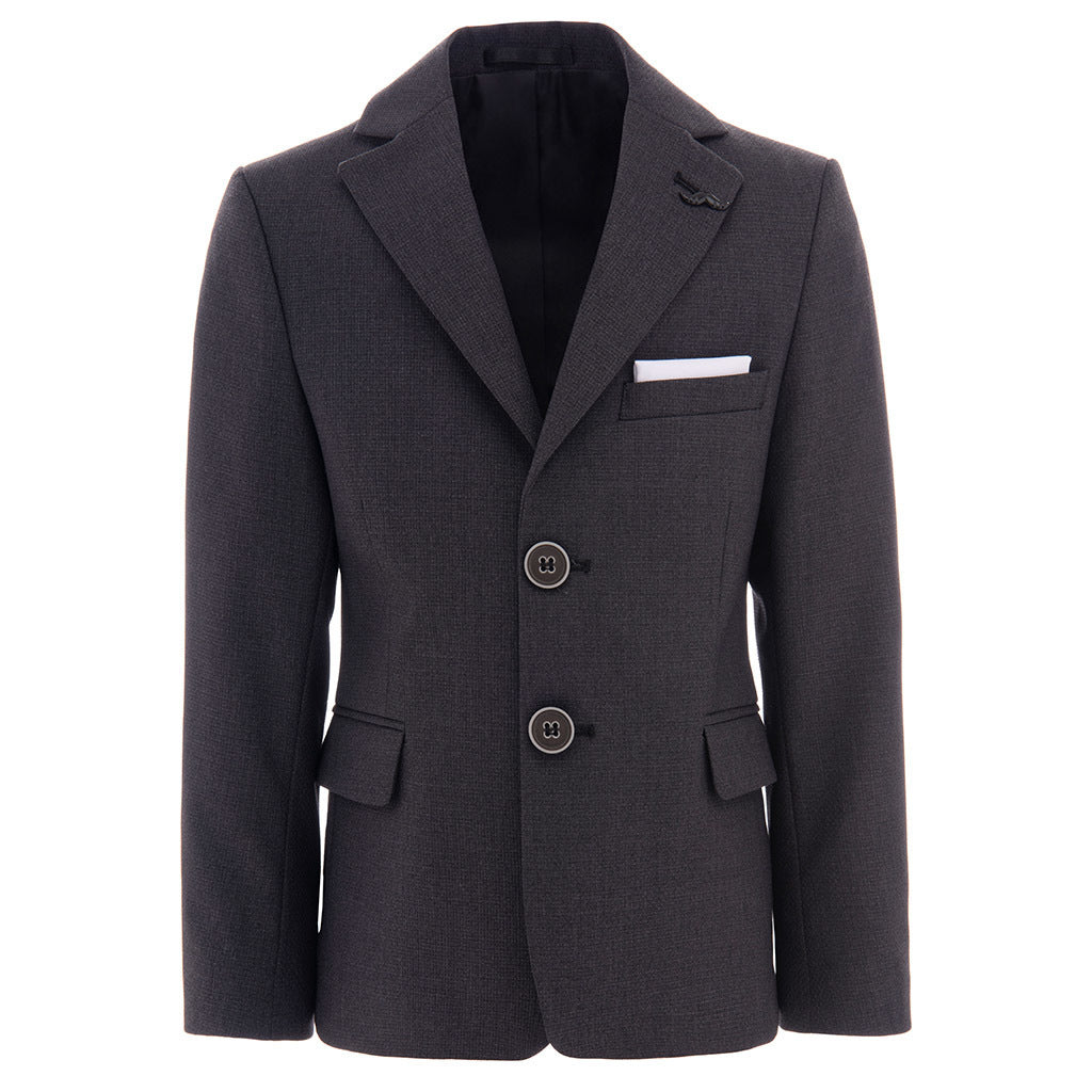 Gray Twill Peak Lapel Blazer