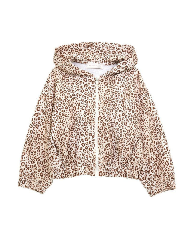 Beige Leopard Print Zip Up