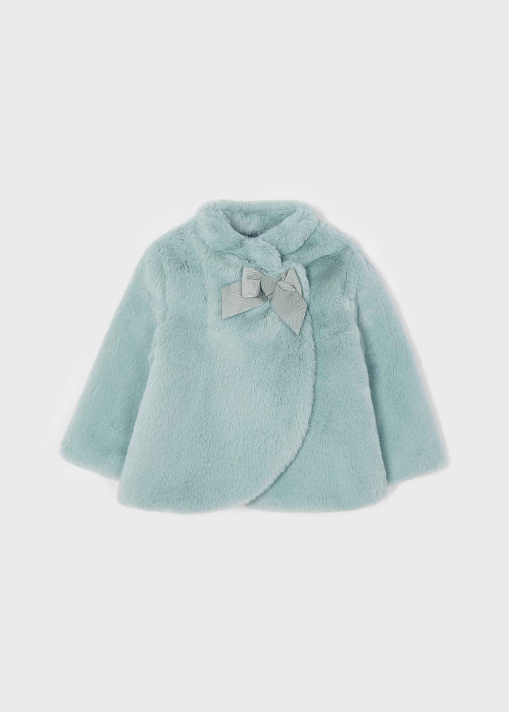Green Mint Faux Fur Bow Coat