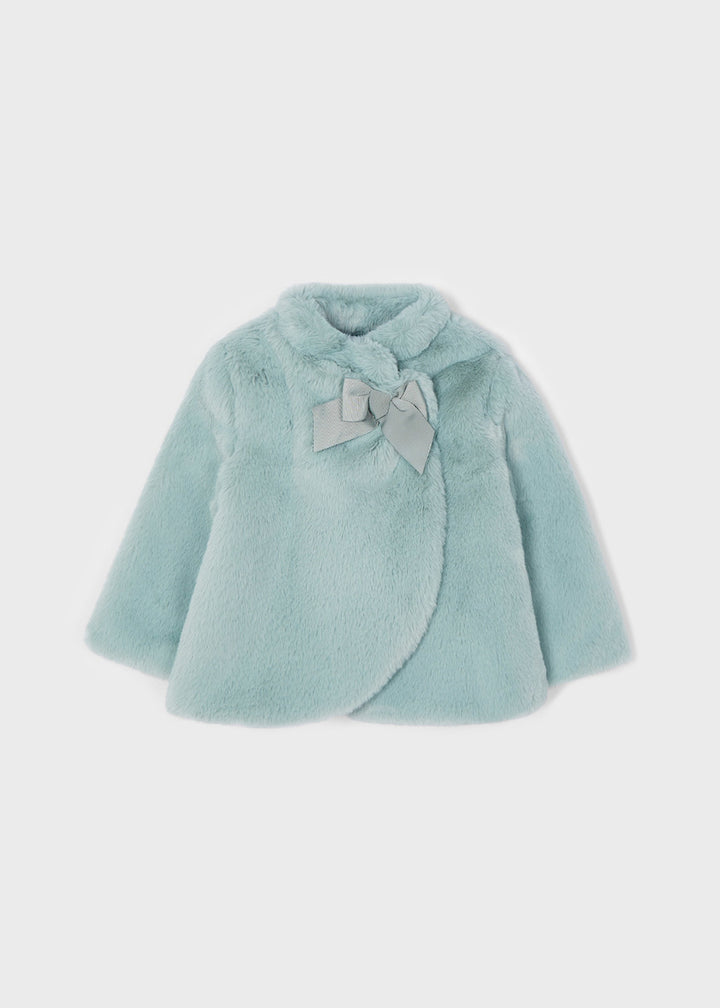 Green Mint Faux Fur Bow Coat