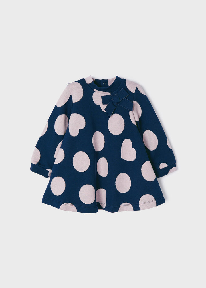 Navy Polka Dot Knit Dress