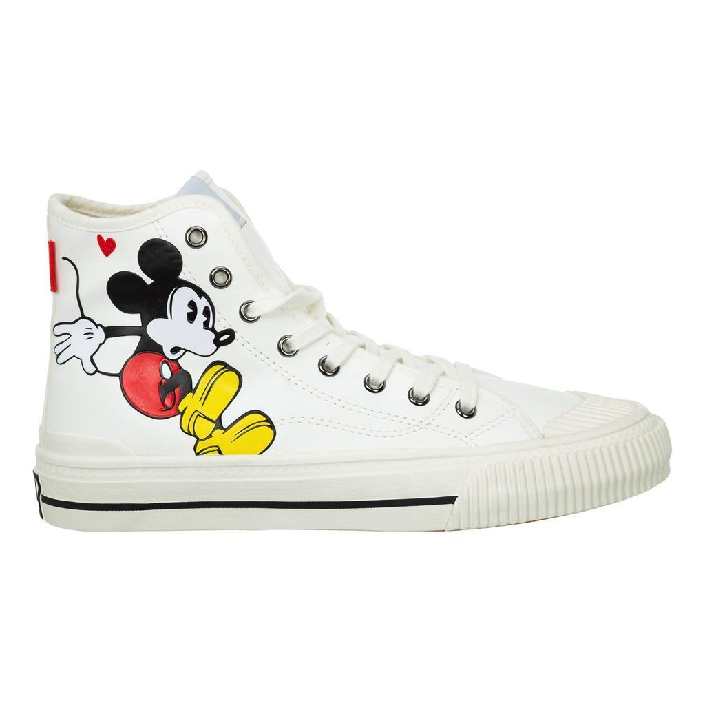 White Mickey Graphic High Top Sneakers