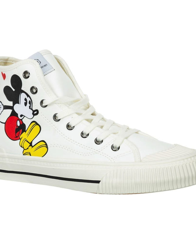 White Mickey Graphic High Top Sneakers
