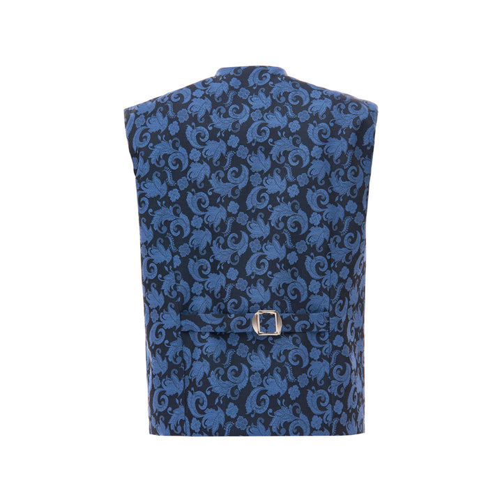Blue Floral Print Vest & Bowtie