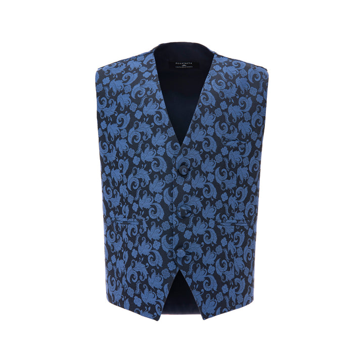 Blue Floral Print Vest & Bowtie