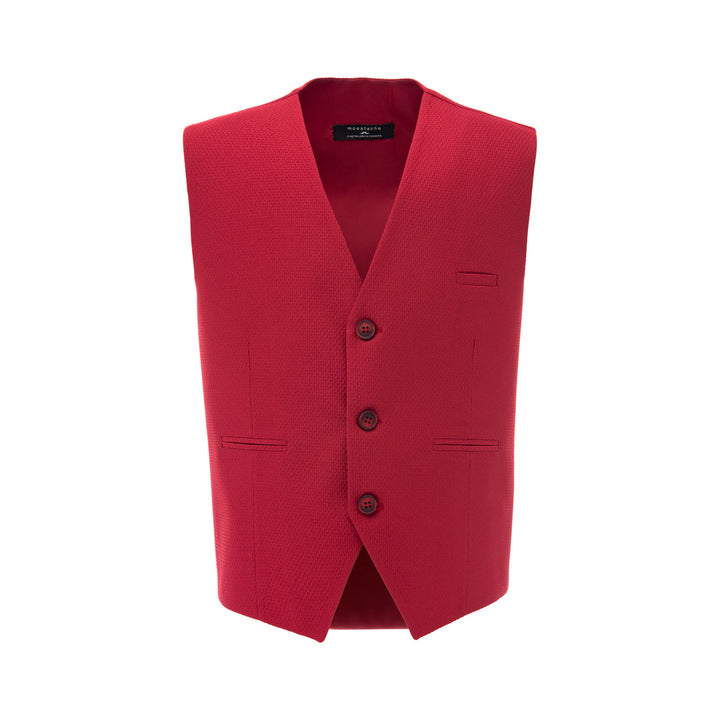 Red Solid Vest & Bowtie