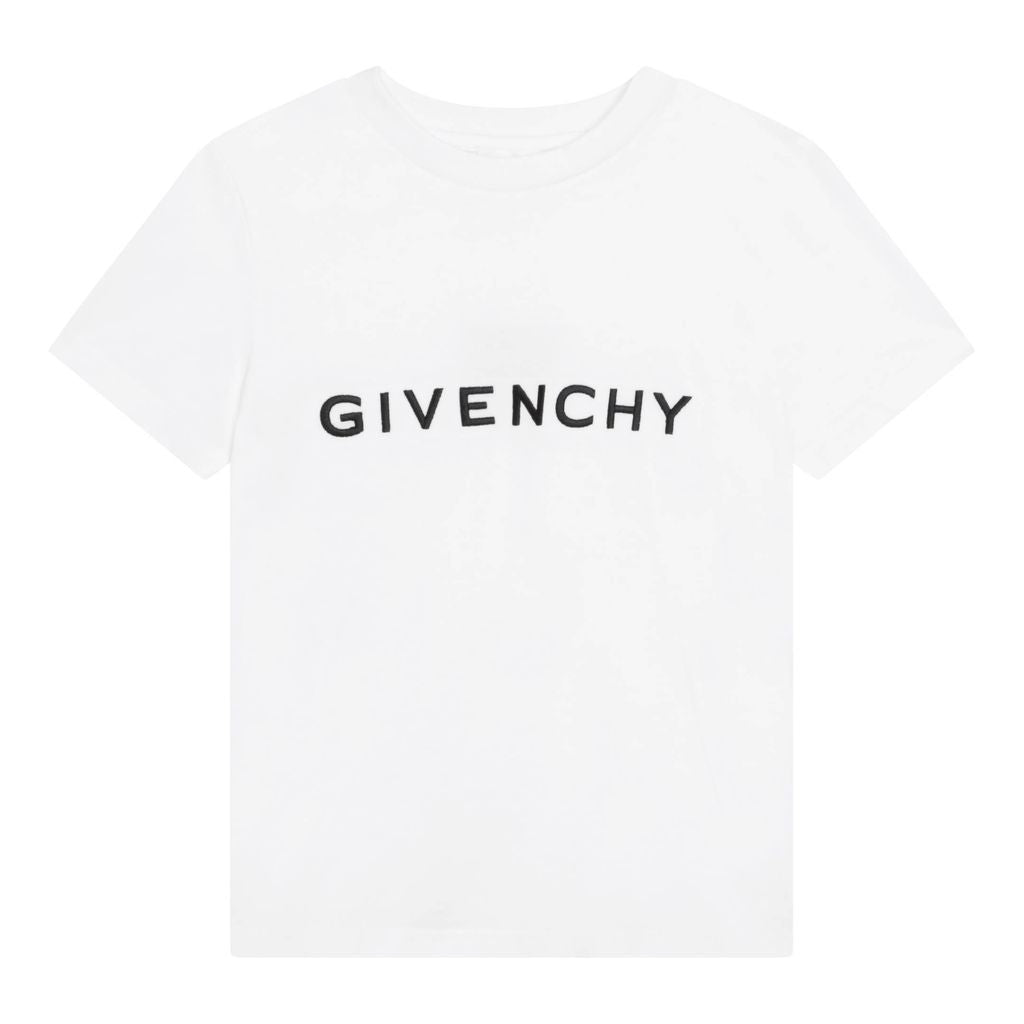 givenchy-h25373-10b-White Logo Print T-Shirt