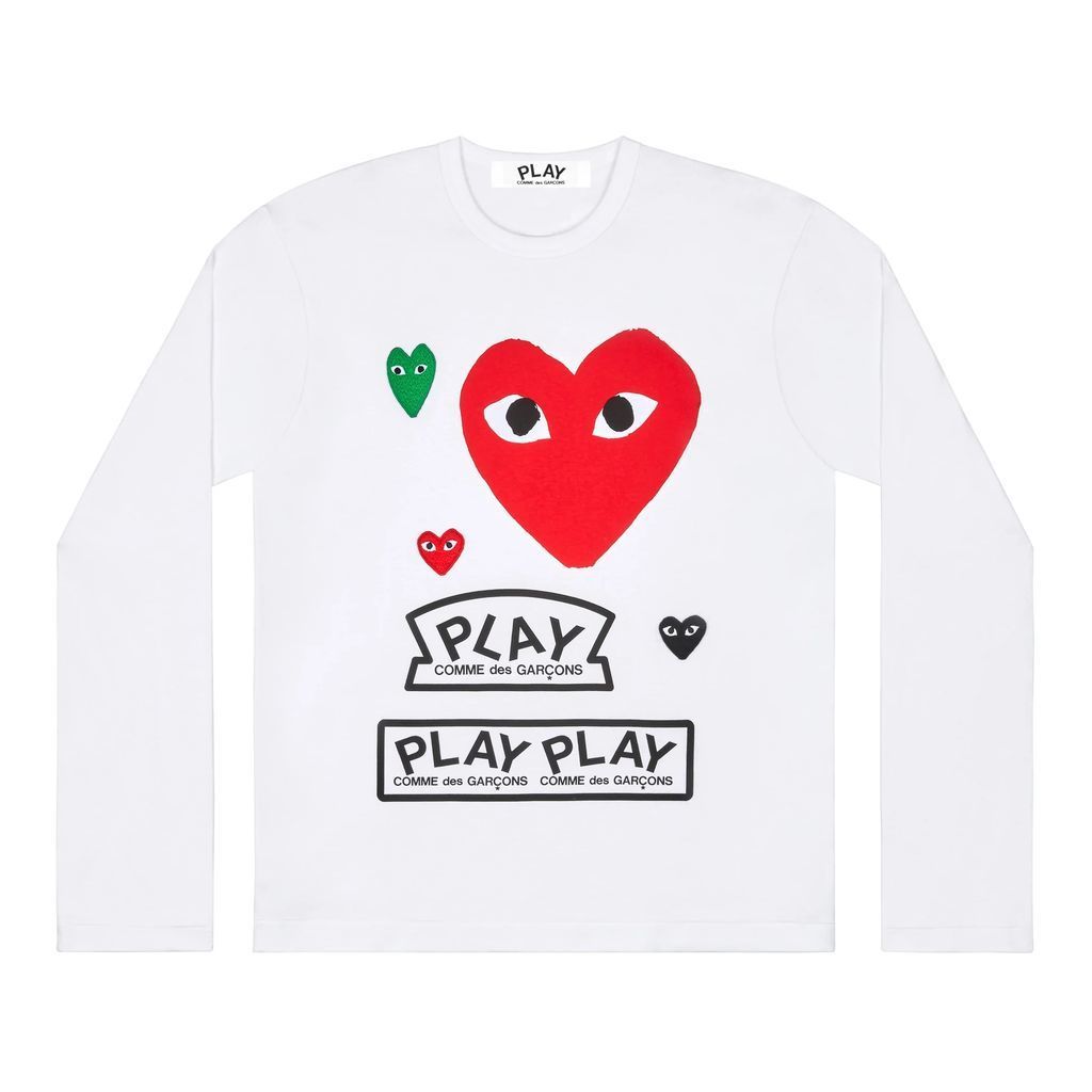 comme-des-garcons-Red Colorful Hearts T-Shirt-az-t283-051-1