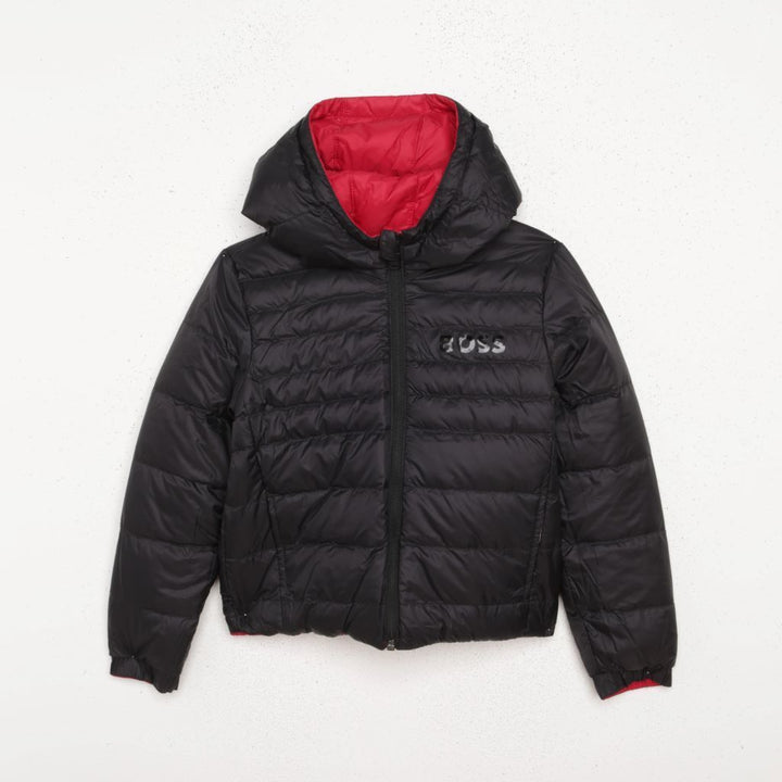 boss-Red & Black Reversible Hooded Puffer Jacket-j26487-99c