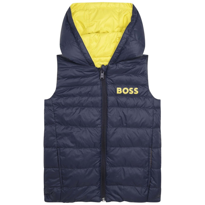 boss-Yellow & Navy Puffer Jacket-j26486-616