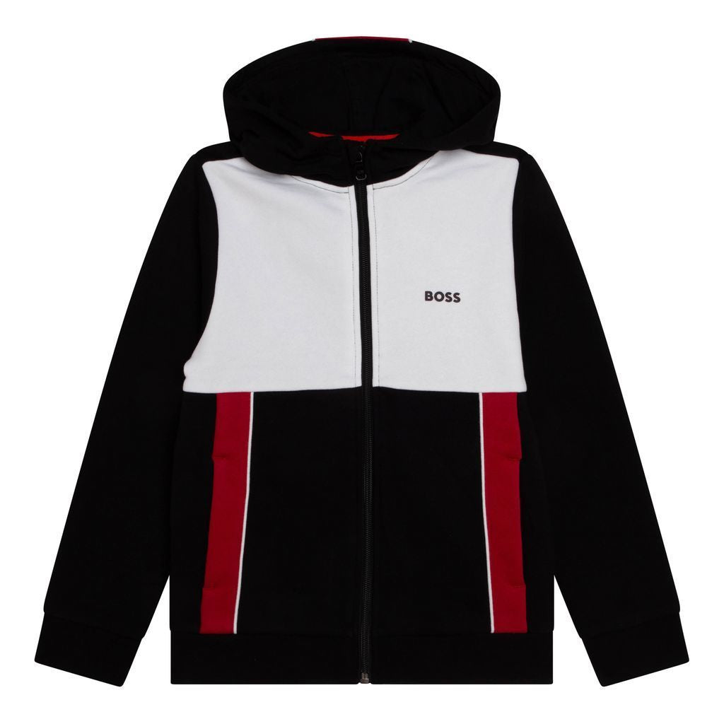 boss-Black Zip Up Hoodie-j25m73-09b