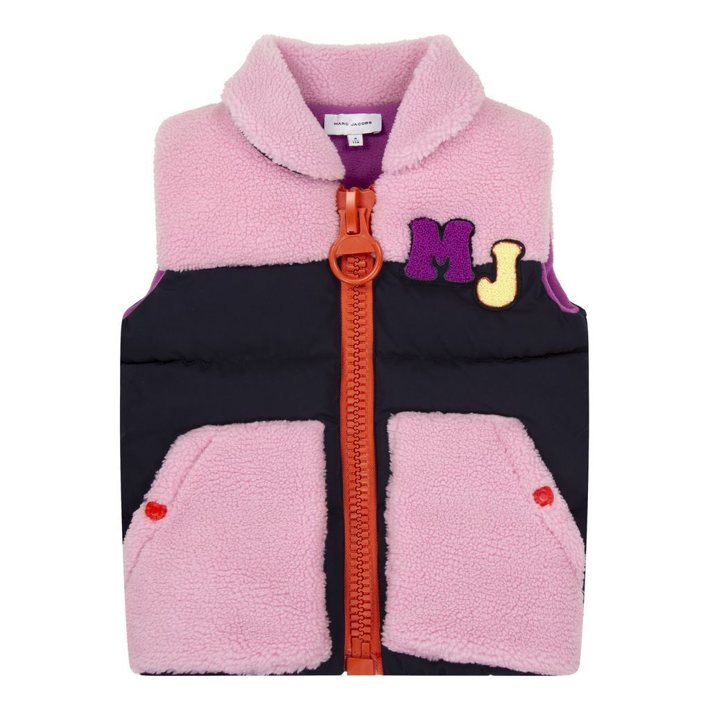 mj-w16141-84e-Navy & Pink Puffer Sleeveless Jacket